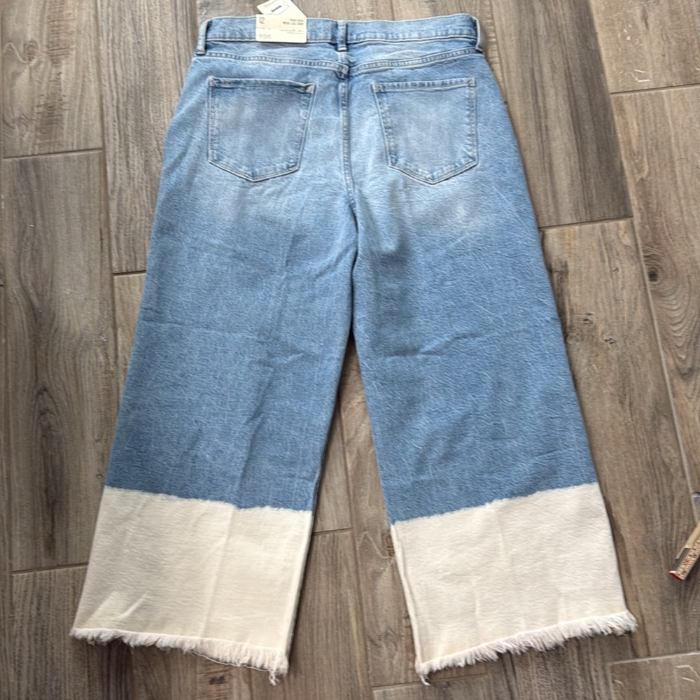 a.n.a Blue and Cream Flare Wide Leg Jeans - Picture 9 of 9